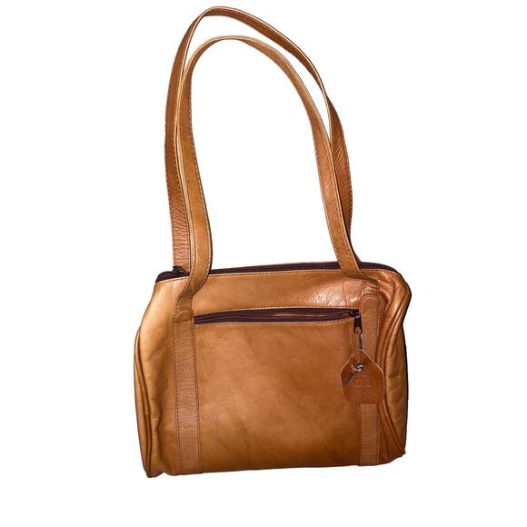 Columbian Leather Genuine Leather Shoulder boho Bag with two strap handle Brown - Picture 1 of 7